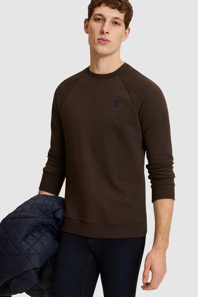 U.S. Polo Assn. سويت شيرت رجالي أساسي باللون البني الداكن 50329441-VR084