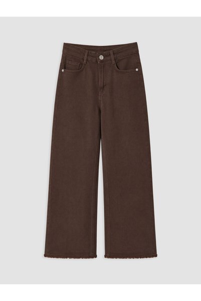 LC Waikiki Kahverengi Wideleg Kız Çocuk Jean Pantolon
