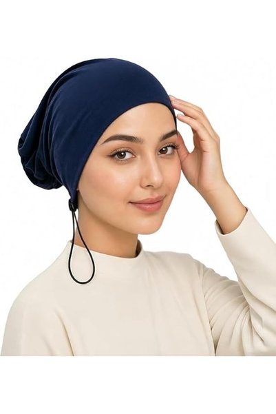 Generic حجاب جيرسي قابل للتعديل مع ربطة خلفية، غطاء رأس غير قابل للانزلاق وقا...