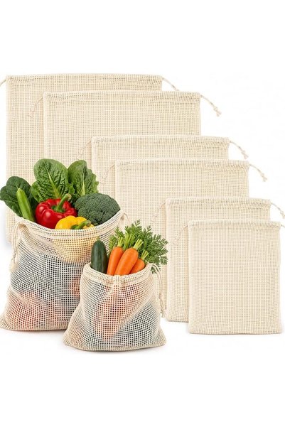 Yelajoy 6 PCS Mesh Bags,Reusable Produce Storage Drawstring Pouches