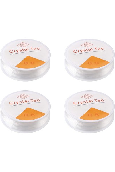 Generic 4 Pcs 0.8mm Clear Elastic Cord, Stretchy Bead Cord Crystal String for...