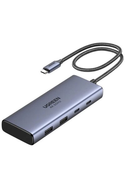 Ugreen Hub CM498-45379 7 în 1 USB-C la 2x USB-A 3.2, 3x USB-C, 2x HDMI, Gri