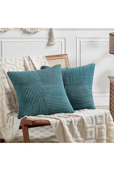 Fancy Homi 2 Packs Grey Blue Decorative Throw Pillow Covers 18x18 Inch for Co...