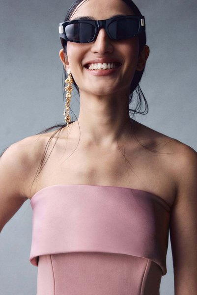 H&M Satin-detail bandeau dress