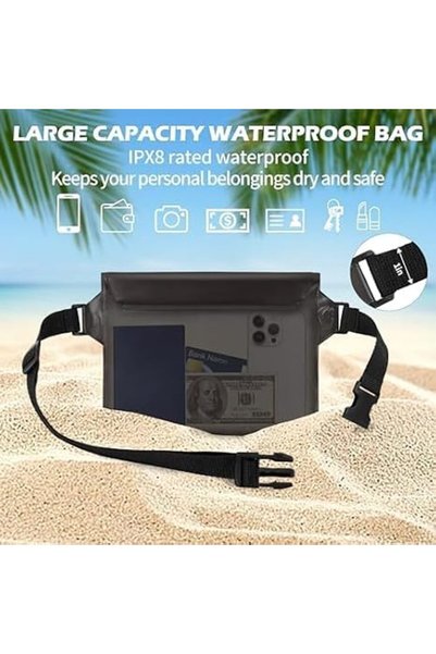 Yelajoy Waterproof Waist Pouch Dry Bag, 2-Pack Touchscreen Phone Pouch with Adjustable Strap, Triple