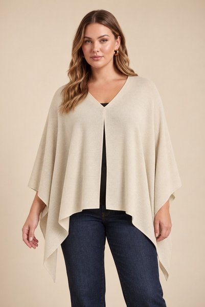 RMG Mercerized Knitwear Cape Cream (Sizes 38-54)
