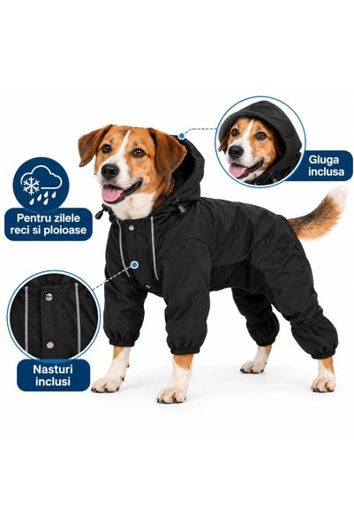 MSH Salopeta de Iarna pentru Caini cu Gluga, Captuseala Fleece si Inchidere c...