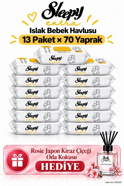 Sleepy Extra Islak Bebek Mendili 13 lü Mega Set 70 Yaprak - Rosie Oda Kokusu Hediyeli