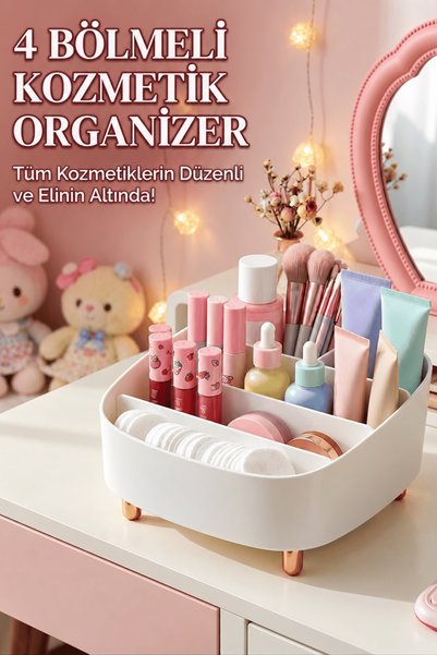 BonuShoop 4 Bölmeli Masaüstü Düzenleyici Organizer Ayaklı Kozmetik Banyo Bebe...