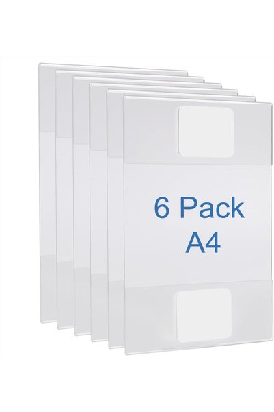 Slasa BPA A4 Acrylic Wall Sign Holder [6 Pack] Clear A4 Adhesive Plexi Sign H...