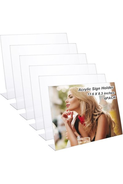 Slasa 6 قطع حامل لافتات أكريليك مقاس A4 أفقي - حامل عرض مقاس 11.6 × 8.3 بوصة ...