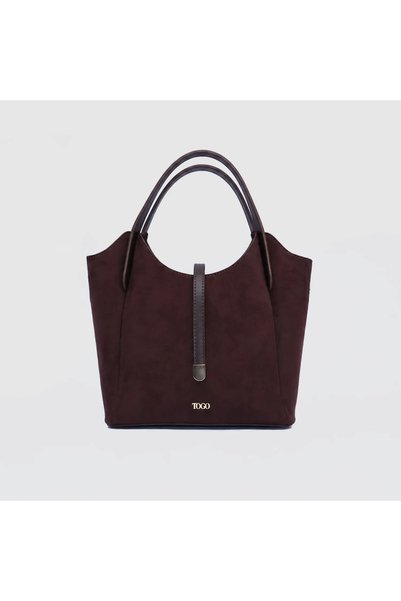 TOGO Kadın Kahverengi Sentetik Deri Minimal Tote Çanta [TG930318]