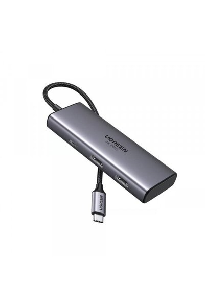 Ugreen Хъб USB-C CM498 (15852), 2 x USB-A 3.0 - 2 x USB-C - 2 x HDMI, сив