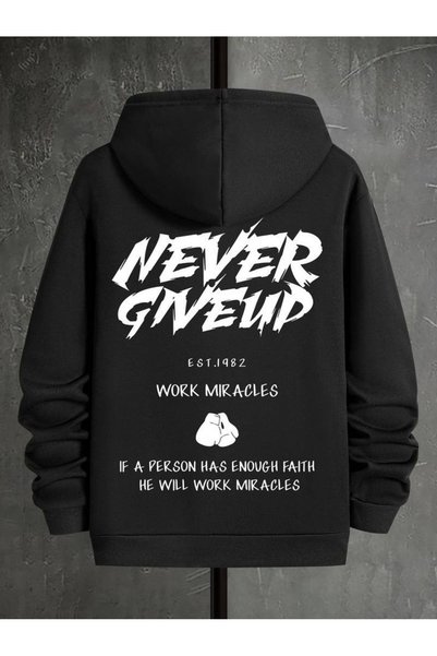 Vordevia Never Give up Printed Cotton 3 Thread Threaded Oversize Sweatshirt