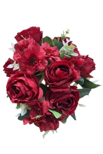 Toybox Red Lifelike Artificial Roses Bouquet for Wedding & Home Decoration