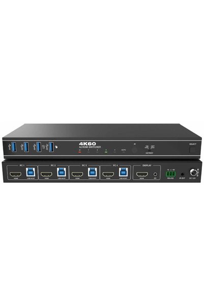 EVOCONNECT Διακόπτης KVM 4x1, HDMI 4K@60, 18Gbps, HDCP2.3, HDR/HDR10/HDR10+/D...