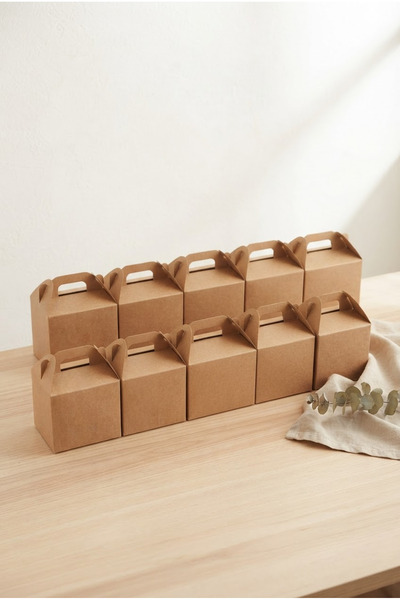 CREAPACK Kraft Hediye Kutusu Seti, 10'lu Set, El Geçmeli Kraft Hediye Sunum K...