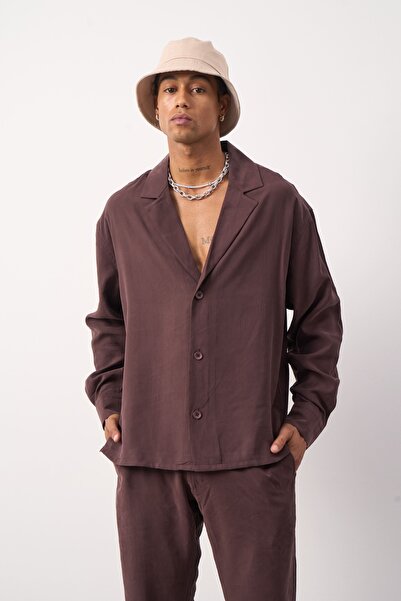 Mesfeno Tencel Kumaş Oversize Gömlek Ceket