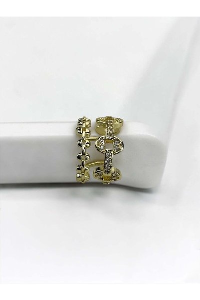 KİUSS Geometric design gold cartilage earrings