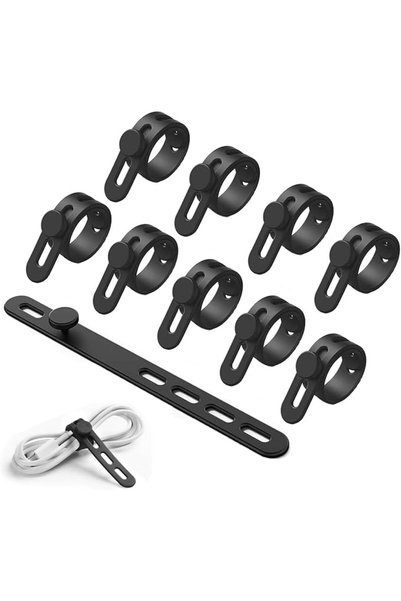 Generic 10 قطع من أدوات إدارة الكابلات، لتنظيم الأسلاك، غلاف مرن قابل لإعادة ...