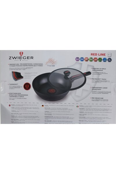ZWIEGER Tigaie adâncă de 28 cm cu capac RED LINE