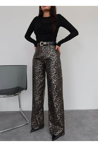 ESRAHELVACI Waxed high waist wide leg pants