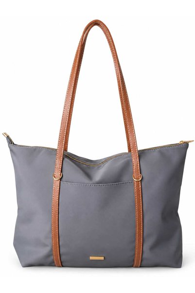JUST WOMAN Women's Anthracite Tote Technical Fabric Shoulder Bag