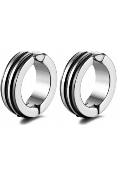 NO BRAND Cercei de argint cu accente negre, eleganți, minimaliști, tip clips