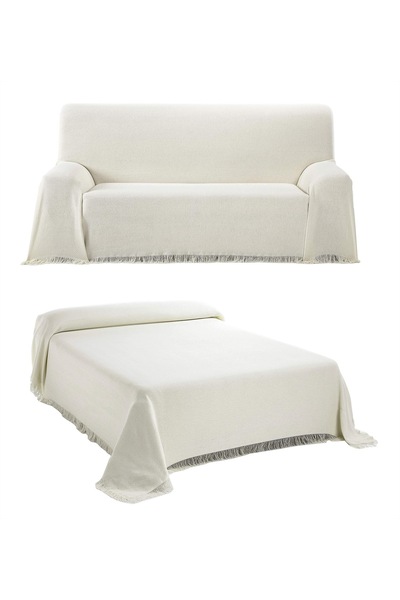NO BRAND BEAUTEX Cuvertură de pat 230x260 Ecru Bumbac