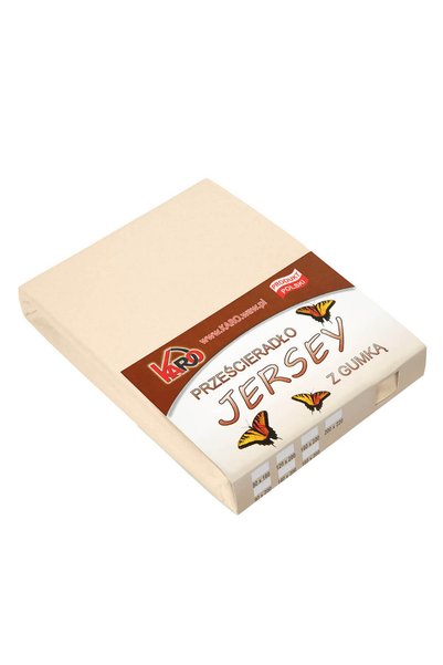 Karo Cearceaf cu banda elastica Karo, Jerseu, 150g/m2, 80x200cm, Bej deschis