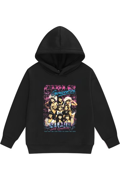 PANDORICA سويت شيرت بقلنسوة بدون جيوب مطبوع عليه Girls Generation KPOP للأطفال