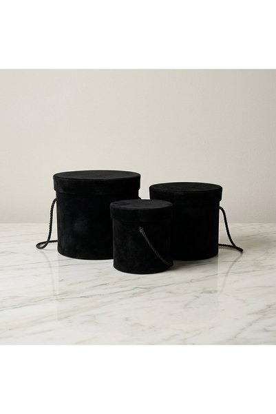 Jardin Set 3 Cutii Rotunde de Catifea pentru Flori-Negrii