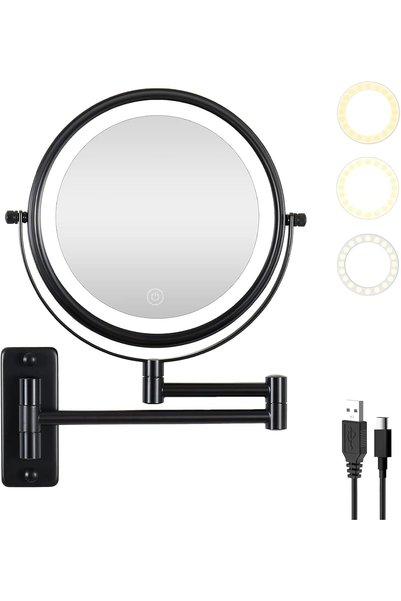 LBMT Vanity Mirror with Lights, Double Sided Magnifying Mirror, 20CM 1x /10x ...