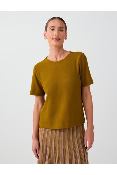 Jimmy Key Green Round Neck Short Sleeve Soft Touch Blouse