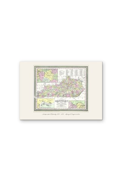 OEM Poster Carton 250g A4 Harta Antica Originala din Kentucky 1850, Arhiva Is...