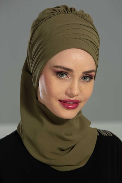 METKAR Cross Planting Scarf Design Chiffon Ready-To-Wear Turban, Ht-48 Khaki ...