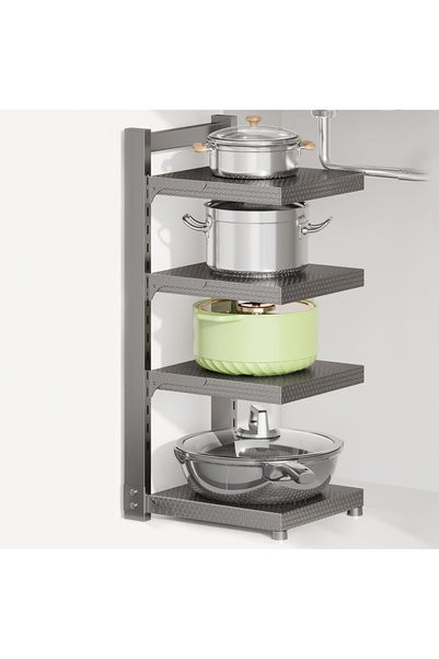 Generic Heavy Duty Pots and Pans nizer Rack Adjustable Storage for Cast Iron ...