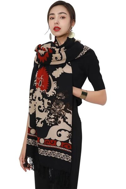 DANA XU وشاح وشال دافئ من الصوف الميرينو النقي 100٪، كبير الحجم للغاية، من ال...