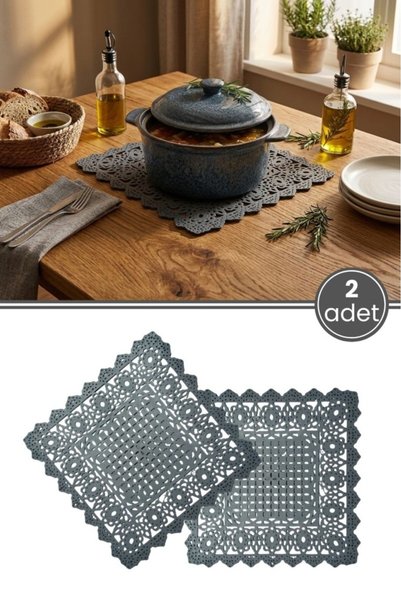 12den 2 Adet Silikon Kare Dantel Nihale 22 cm, Isıya Dayanıklı Kaymaz Tezgah ...
