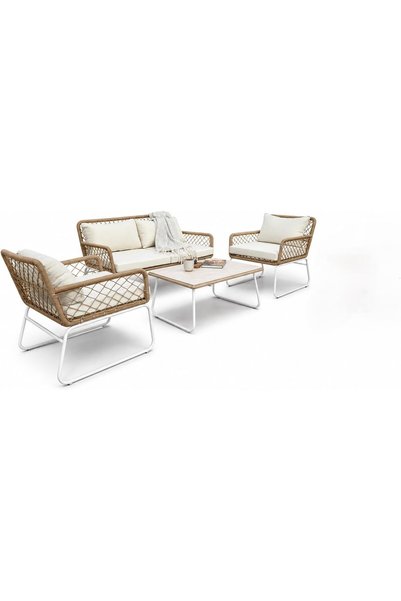 PARADISO Belize Rattan Garden Furniture Set - 4 Person Outdoor Wicker Patio S...