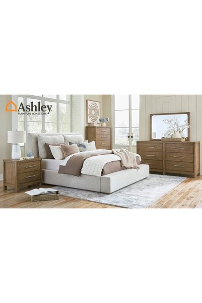 Ashley Industry Furniture طقم غرفة نوم كابالين مع خزانة ملابس، سرير كينج (193...