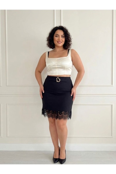 STEPS Skirt with Lace Detailing at the Hem and Buckle Accessories