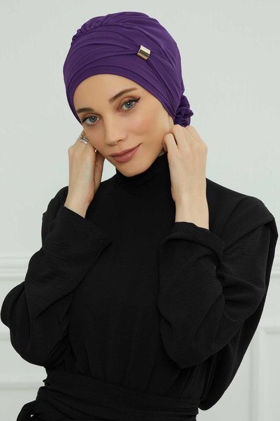 METKAR Chiffon Ready-To-Wear Turban with Accessories, Ht-95S, Ht-95S Purple