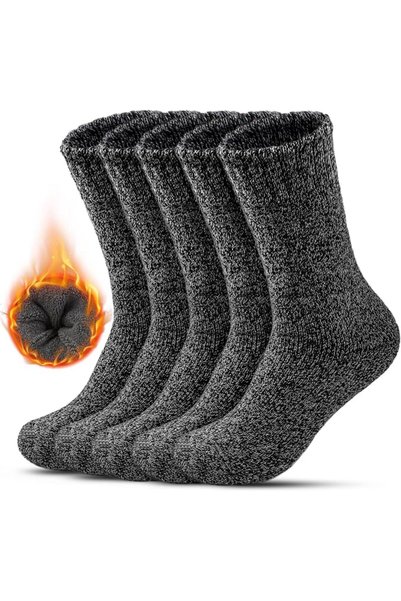 GENERAL FORVEVO Men's Thermal Socks, 5 Pairs, 60% Wool Socks, Warm Winter Soc...