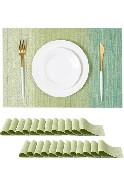 GENERAL Leetaltree Linen Grey Placemats Set of 4 - Heat Resistant Non-Slip Pl...