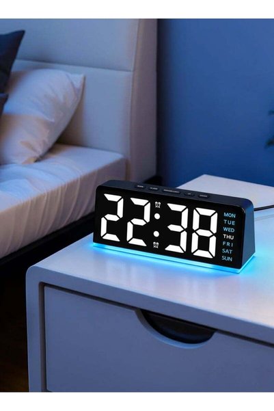 Arabest ساعة منبه، ساعة رقمية LED مع إضاءة محيطة، ساعة طاولة جانبية للسرير، ل...