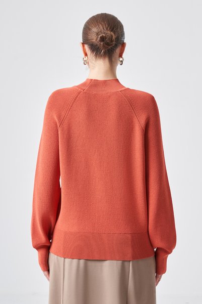 Nuss Turtleneck Shoulder Button Detailed Rayon Sweater 201 Tile