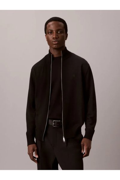 Calvin Klein Erkek Marka Logolu Günlük Kullanıma Uygun Siyah Kazak