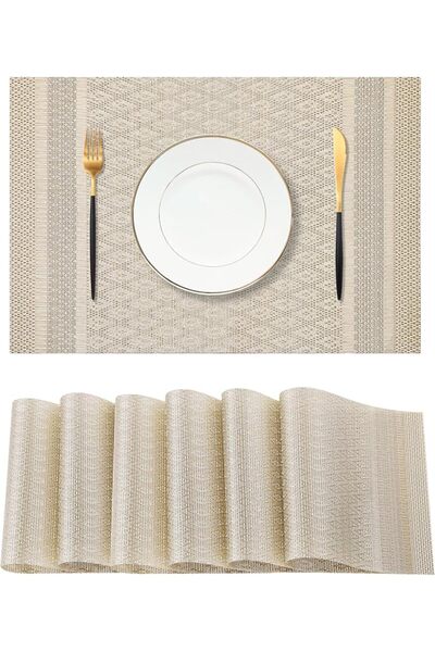 GENERAL Leetaltree Brown with Black Striped Placemats Set of 6 - Heat Resista...