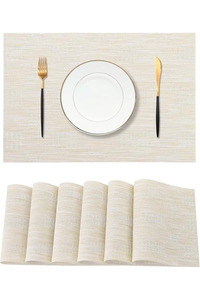 GENERAL Leetaltree Brown with Black Striped Placemats Set of 6 - Heat Resista...